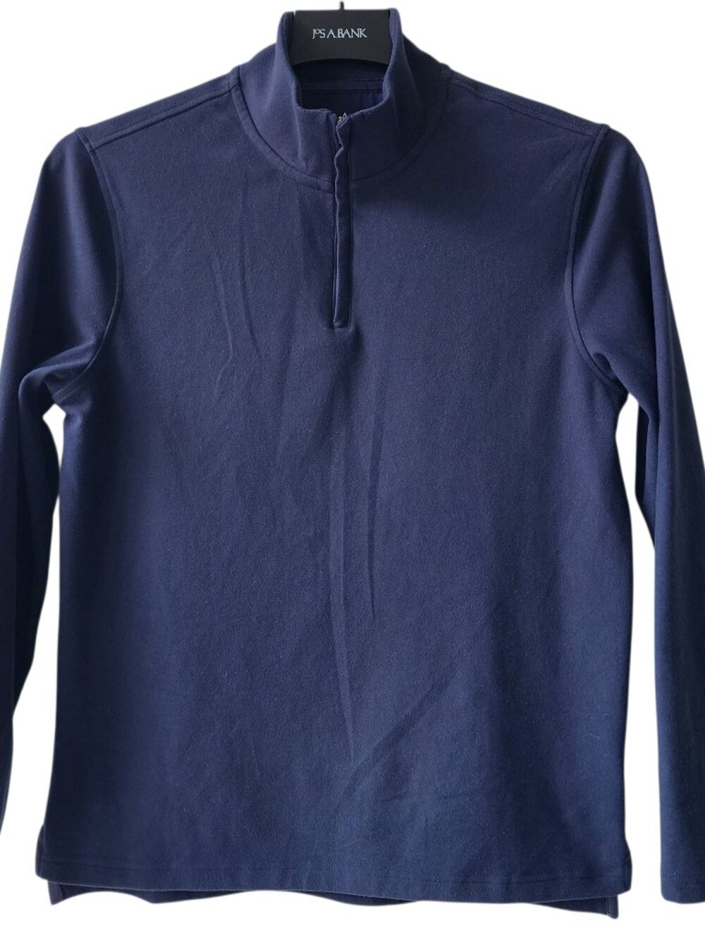 Medium Pullover Quarter Zip Blue Navy Mens M Size Tailored Fit Jos A Bank 1/4 LS